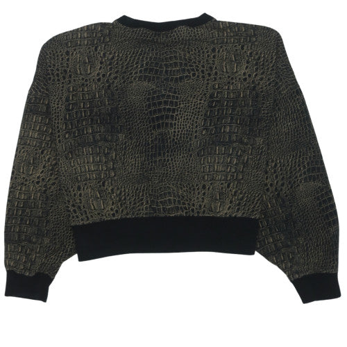 Adidas Womens Black Crocodile Print Crew Neck Sweatshirt UK 8