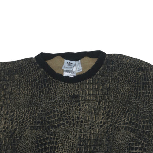 Adidas Womens Black Crocodile Print Crew Neck Sweatshirt UK 8