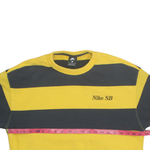 Nike SB Mens Yellow Black Striped Crew Neck Sweatshirt L