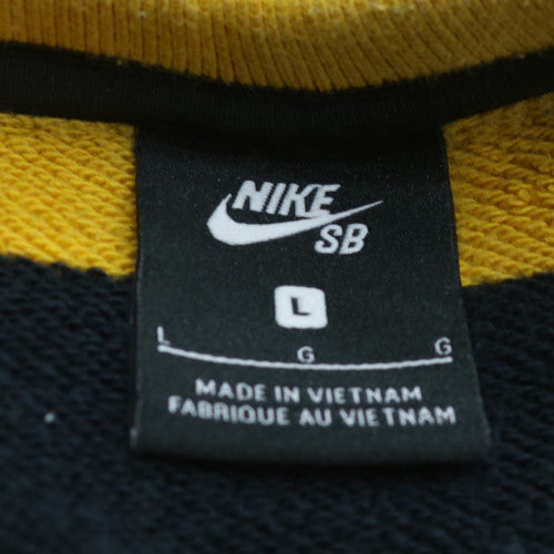 Nike SB Mens Yellow Black Striped Crew Neck Sweatshirt L
