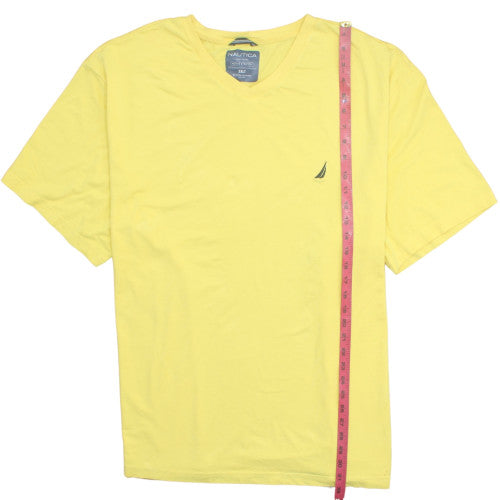 Nautica Men's Yellow V-Neck Deck T-Shirt 3XLT Cotton Stretch