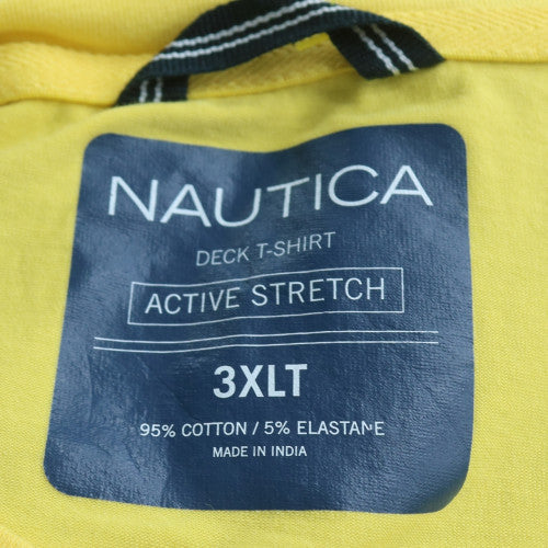 Nautica Men's Yellow V-Neck Deck T-Shirt 3XLT Cotton Stretch
