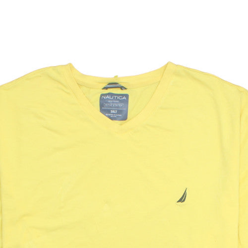 Nautica Men's Yellow V-Neck Deck T-Shirt 3XLT Cotton Stretch
