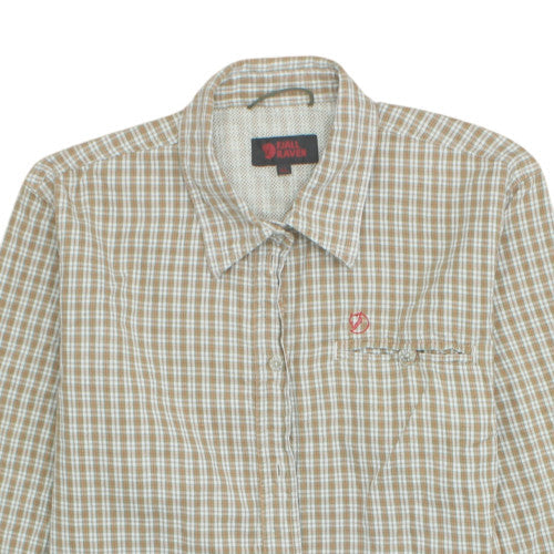 Fjällräven Men's Beige Check Long Sleeve Cotton Button-Up Shirt XL