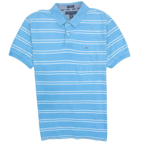 Tommy Hilfiger Men's Blue Striped Cotton Polo Shirt XL