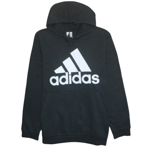 Adidas Mens Black 2XL Pullover Hoodie with Logo Print