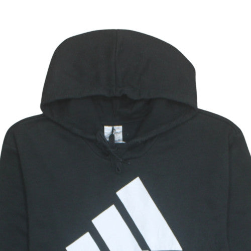 Adidas Mens Black 2XL Pullover Hoodie with Logo Print