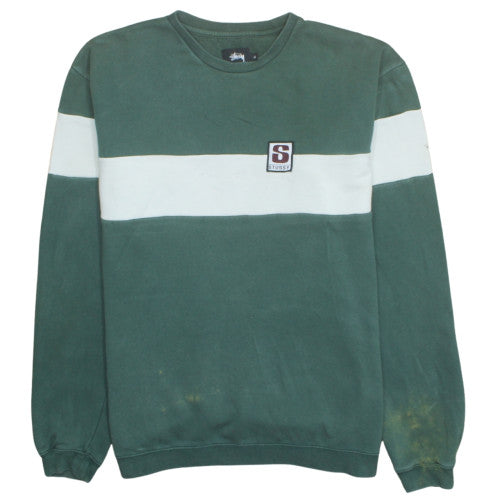 Stussy Men's Green Crew Neck Pullover Sweatshirt M