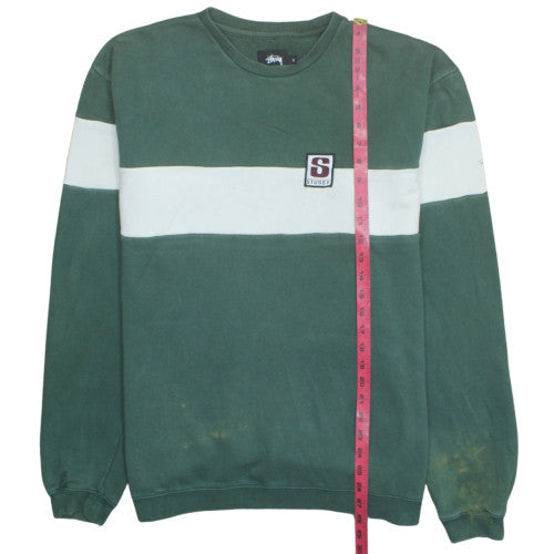 Stussy Men's Green Crew Neck Pullover Sweatshirt M