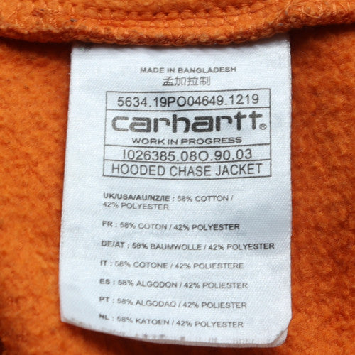 Carhartt Men’s Orange Full Zip Hooded Sweatshirt L Heavyweight Fleece