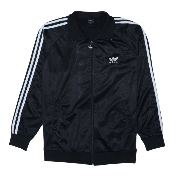 adidas Mens Black Track Jacket Size L Retro Full Zip 3-Stripes