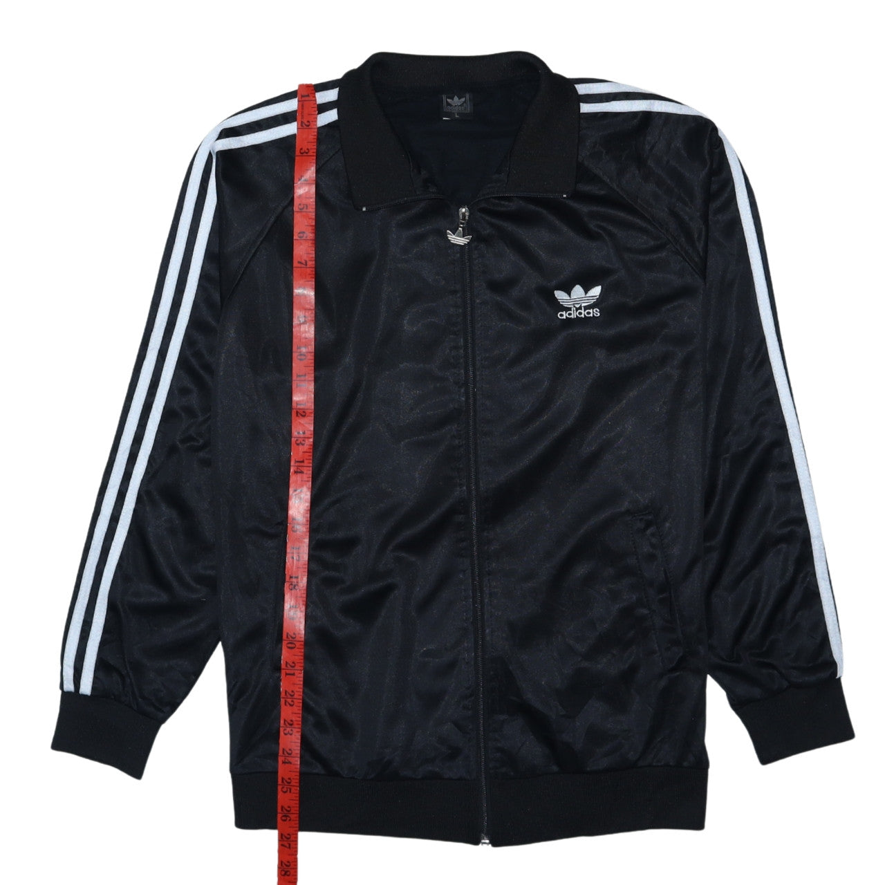 adidas Mens Black Track Jacket Size L Retro Full Zip 3-Stripes