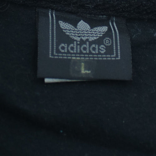 adidas Mens Black Track Jacket Size L Retro Full Zip 3-Stripes