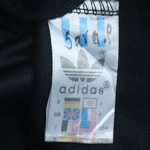 adidas Mens Black Track Jacket Size L Retro Full Zip 3-Stripes