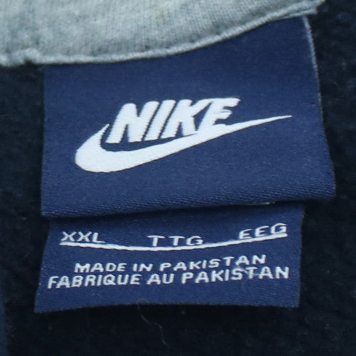 Nike Men's Navy Blue Pullover Hoodie XXL Fleece Cotton Blend