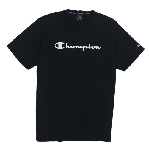 Champion Men's Black 4XL Crew Neck Cotton Logo T-Shirt