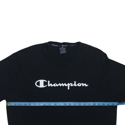 Champion Men's Black 4XL Crew Neck Cotton Logo T-Shirt
