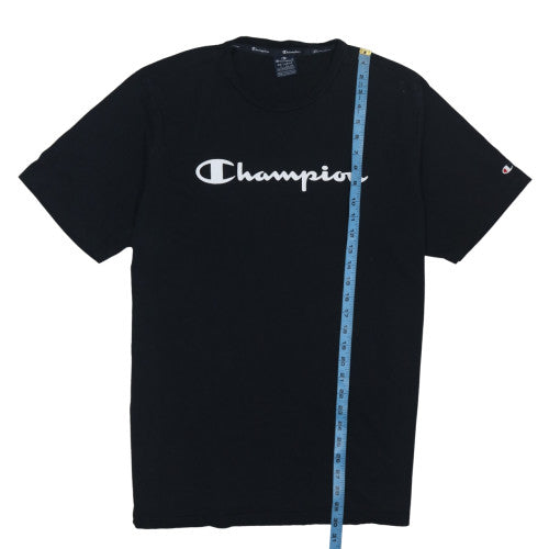 Champion Men's Black 4XL Crew Neck Cotton Logo T-Shirt