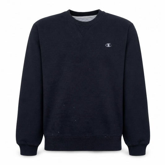 Front view of Champion Men's Blue Pullover Crew Neck Sweatshirt L