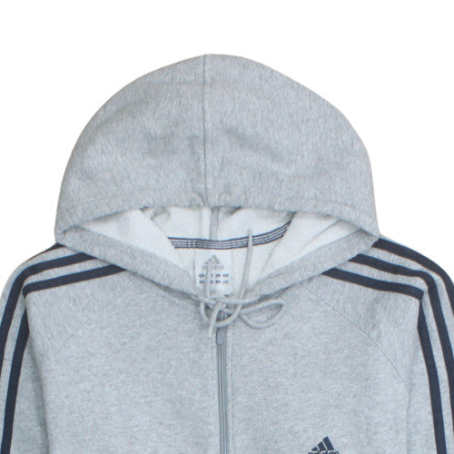 Adidas Men's Grey Full Zip Hooded Sweatshirt XL Sports Fleece