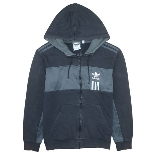 Adidas Men Black Grey Full Zip Hoodie Medium Hooded Sweatshirt