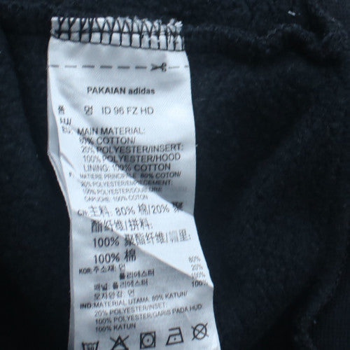 Adidas Men Black Grey Full Zip Hoodie Medium Hooded Sweatshirt