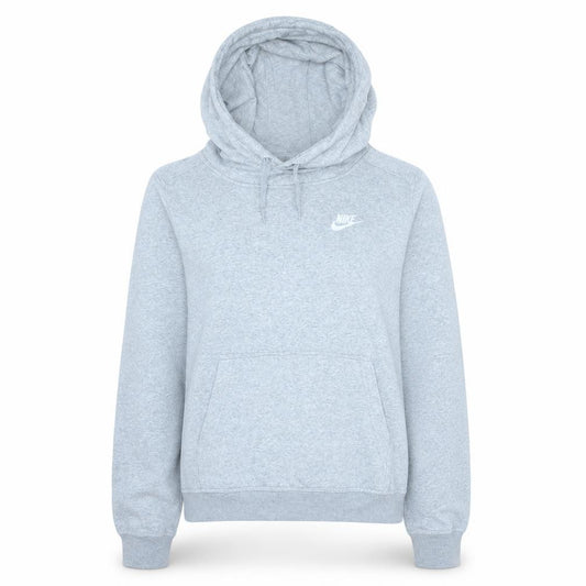 Front view of Nike women’s grey xs pullover hoodie cotton blend lined