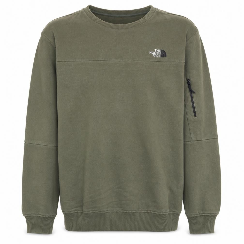 Front view of The North Face Men's Green XL Pullover Sweatshirt Outdoor Crew Neck