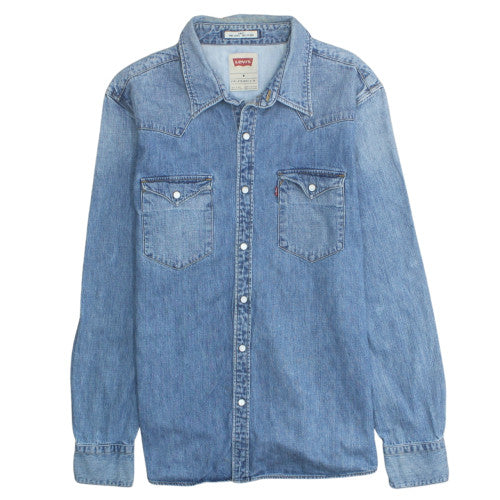 Levi's Women's Blue Denim Slim Fit Button-Up Shirt M