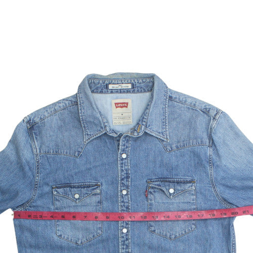Levi's Women's Blue Denim Slim Fit Button-Up Shirt M