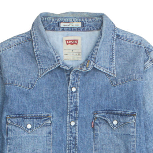 Levi's Women's Blue Denim Slim Fit Button-Up Shirt M
