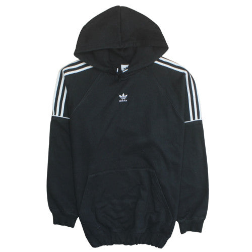 Adidas Womens Black XL Pullover Hoodie with Logo and Stripes