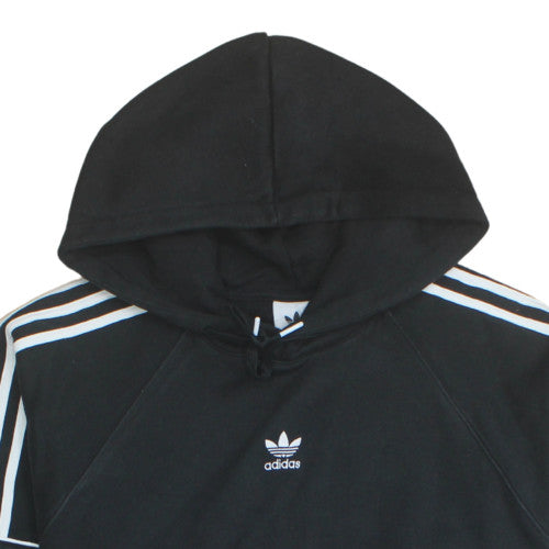 Adidas Womens Black XL Pullover Hoodie with Logo and Stripes