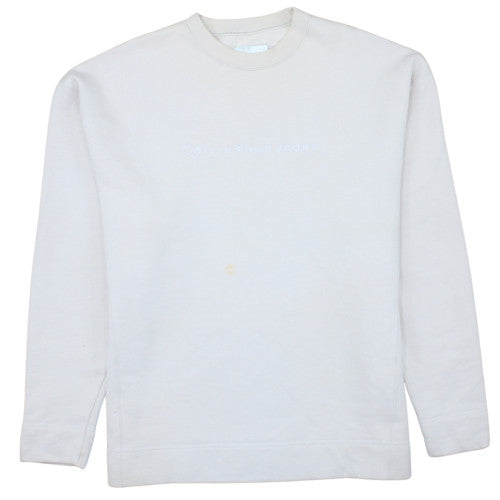 Calvin Klein Jeans Men's Beige XL Pullover Sweatshirt Logo Crew Neck