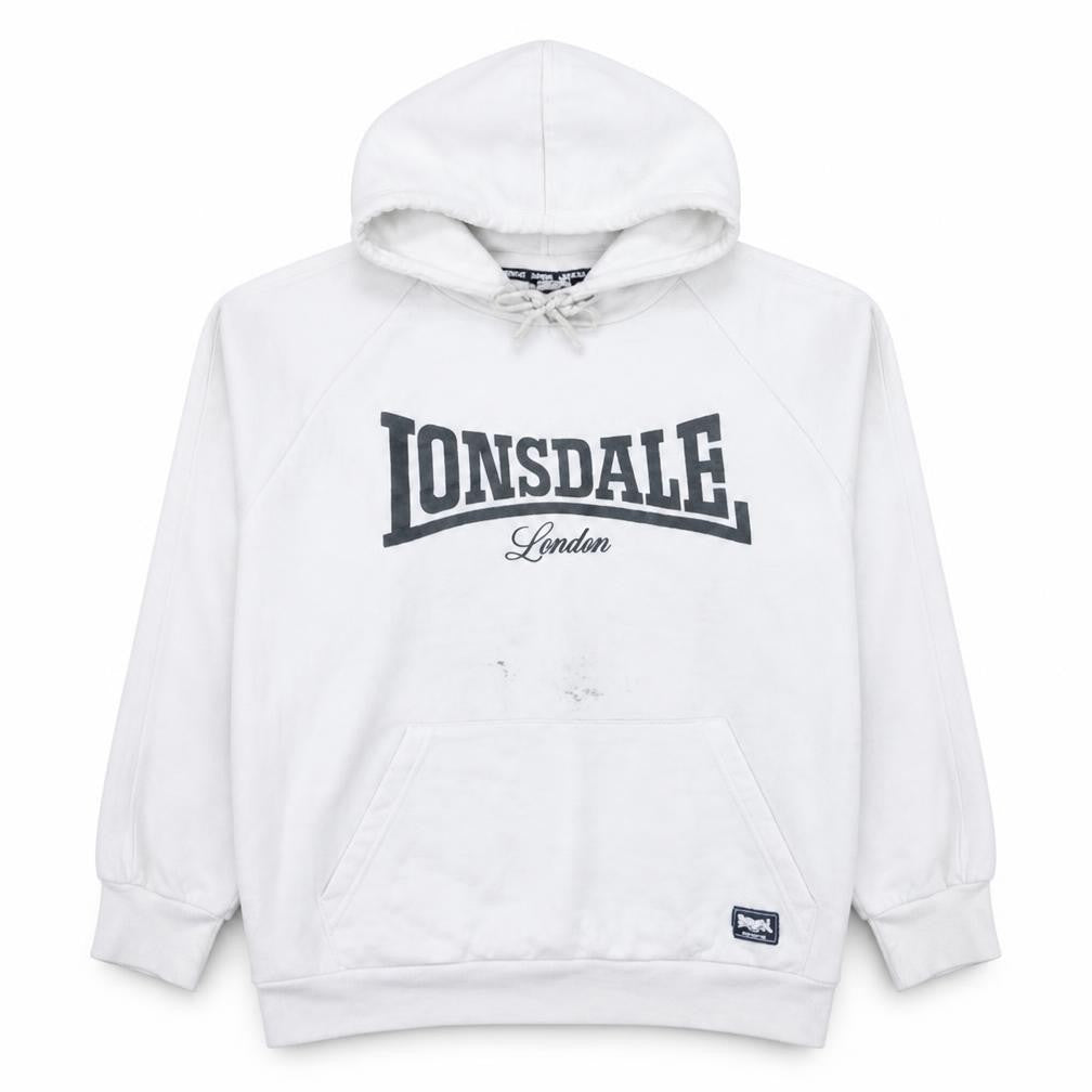 Front view of Lonsdale London Women White, size 16, Pullover Hoodie Sweatshirt