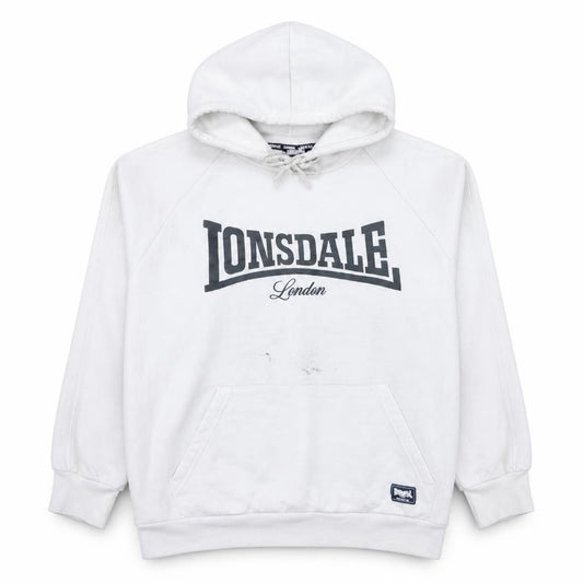 Front view of Lonsdale London Women White, size 16, Pullover Hoodie Sweatshirt