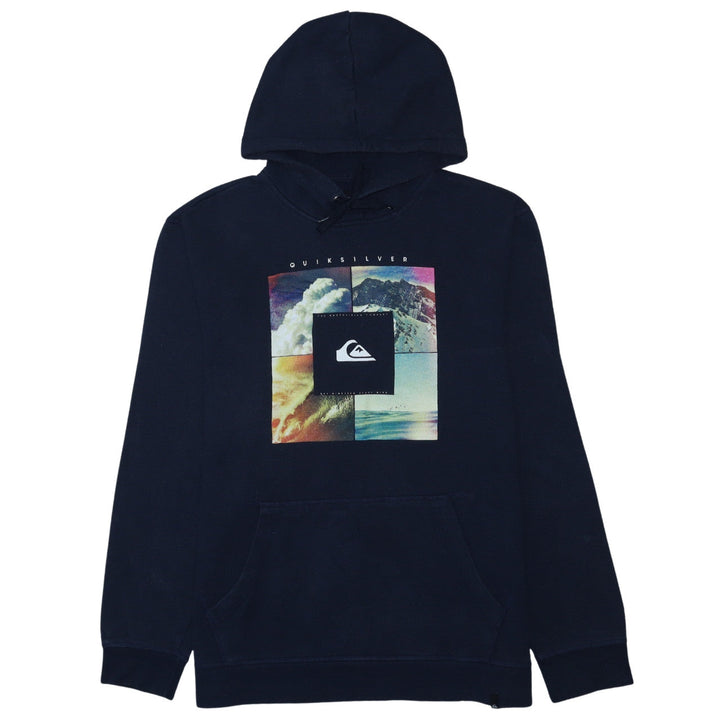 Quiksilver Mens Blue XL Pullover Hoodie Surf Graphic Fleece