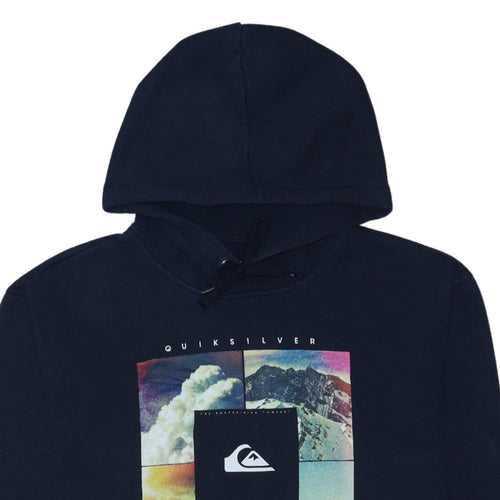Quiksilver Mens Blue XL Pullover Hoodie Surf Graphic Fleece