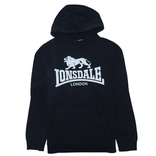 Lonsdale Men's Black Pullover Hoodie M Regular Fit Graphic Logo