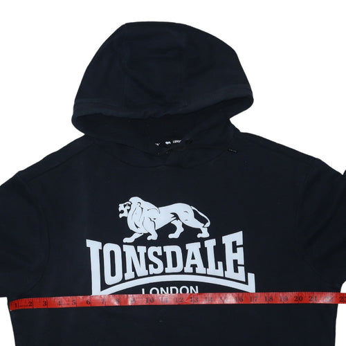 Lonsdale Men's Black Pullover Hoodie M Regular Fit Graphic Logo