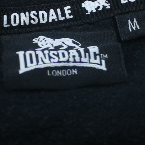 Lonsdale Men's Black Pullover Hoodie M Regular Fit Graphic Logo