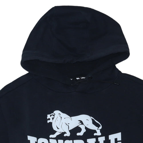 Lonsdale Men's Black Pullover Hoodie M Regular Fit Graphic Logo