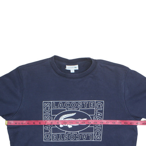 Lacoste Men's Blue Cotton Crew Neck Logo Pullover Sweatshirt M