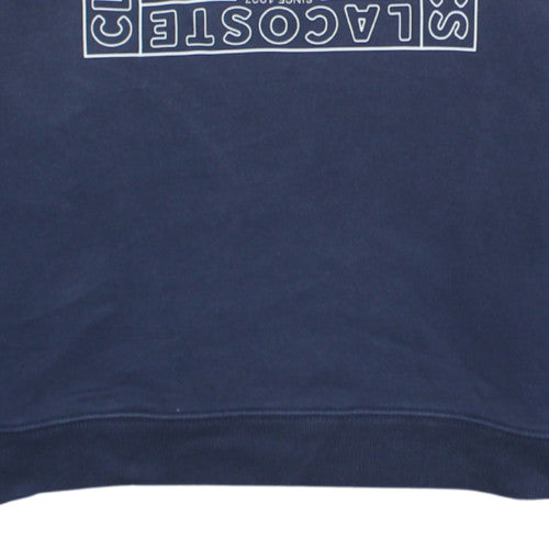 Lacoste Men's Blue Cotton Crew Neck Logo Pullover Sweatshirt M