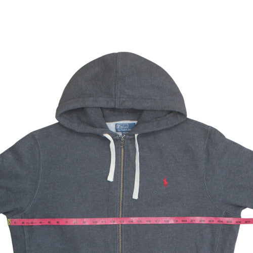 Ralph Lauren Men's Grey Full Zip Hoodie 2XL Logo Fleece Sweatshirt