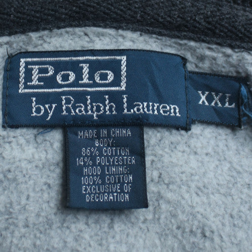 Ralph Lauren Men's Grey Full Zip Hoodie 2XL Logo Fleece Sweatshirt