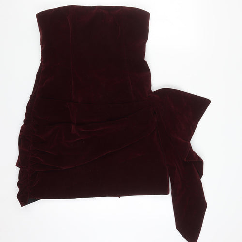Murci Women Red Velvet Strapless Bodycon Dress Size 12