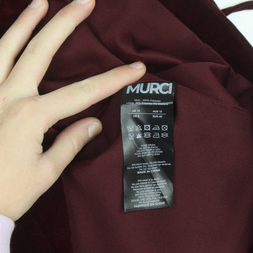 Murci Women Red Velvet Strapless Bodycon Dress Size 12