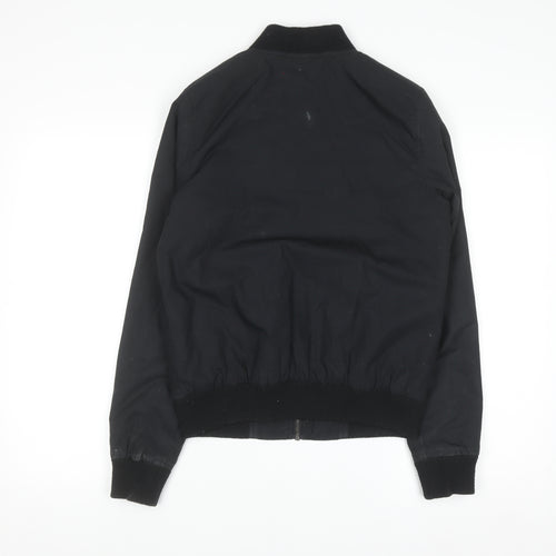 Topman Men's Black Bomber Jacket XS Cotton Zip Casual