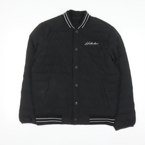Hollister Mens Black S Varsity Jacket Padded Bomber Style